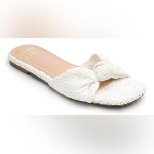 Crown & Ivy White Bow Slide Sandals; Never Worn